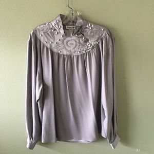vintage vogue alley blouse w/ hand embroidery